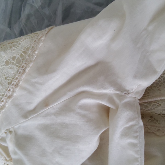 Gunne Sax / Black Label 60s Cream Cotton & Lace Boho Maxi Dress - Picture 9 of 16